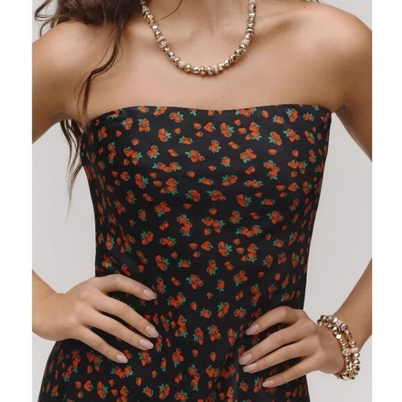 Anthropologie The Tilda Slip Dress Strawberry Print Bias Cut Size XL - Picture 3 of 3